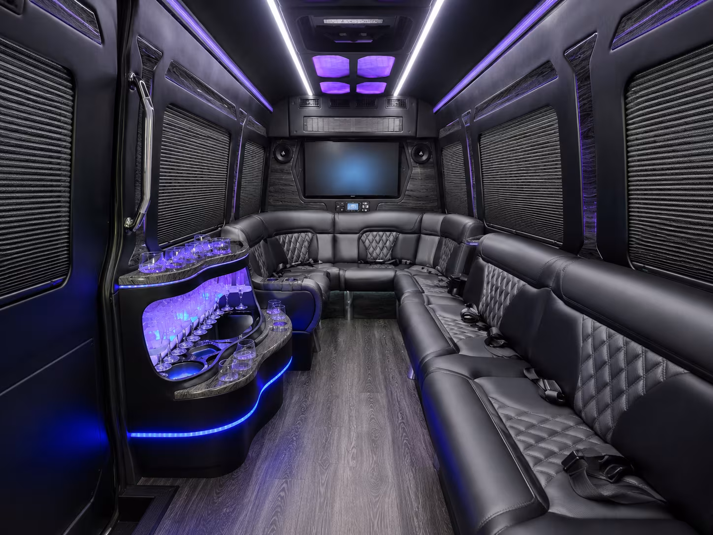 rochester 18 passenger party bus interior